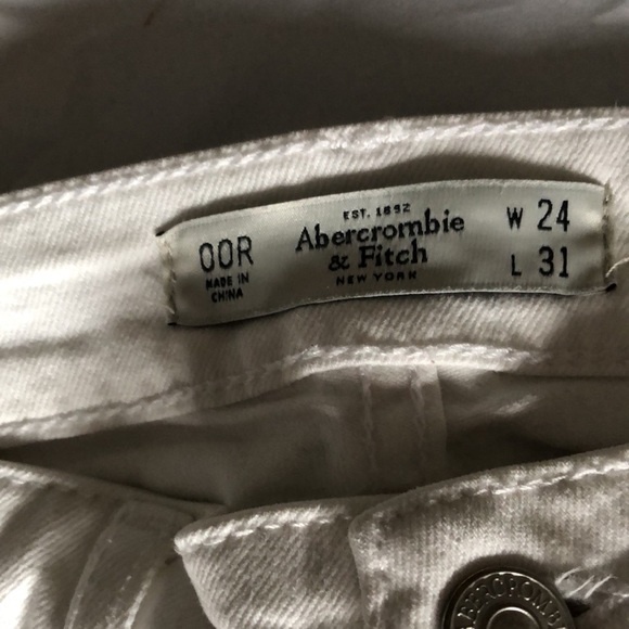 Womens size 00R Abercrombie & Fitch white skinny Jeans waist 24 length 31 - Picture 7 of 10